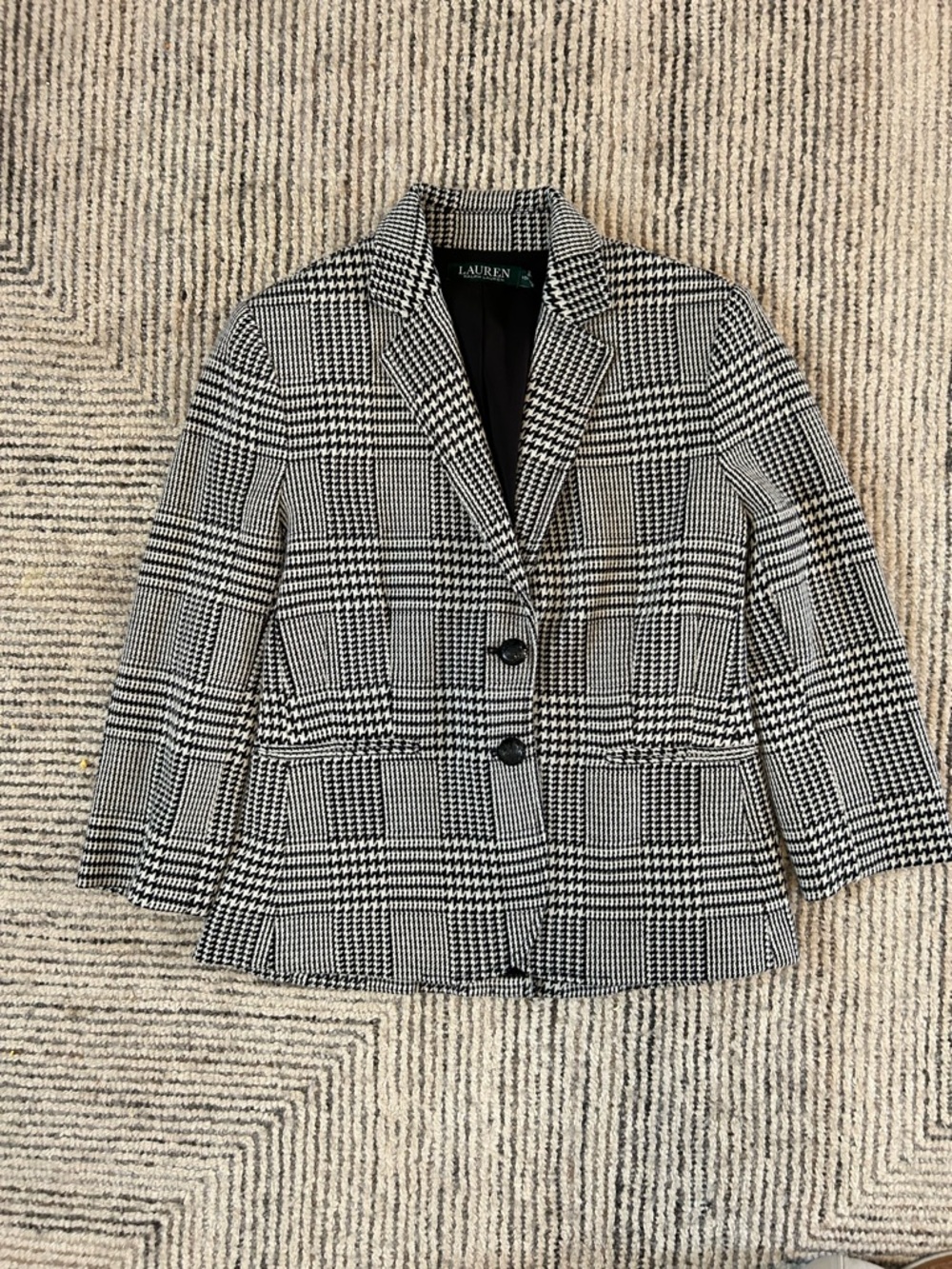 LAUREN Ralph Lauren 10 P Houndstooth Equestrian Blazer Jacket RRL Coat Plaid